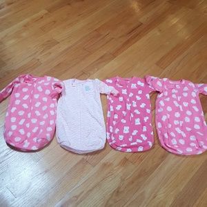 Lot of 4 EUC Girl's 0-9 Month Carter's Sleepsacks